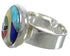 High Quality Sterling Silver Multicolor Inlay Ring Size 6-1/2 WX38343